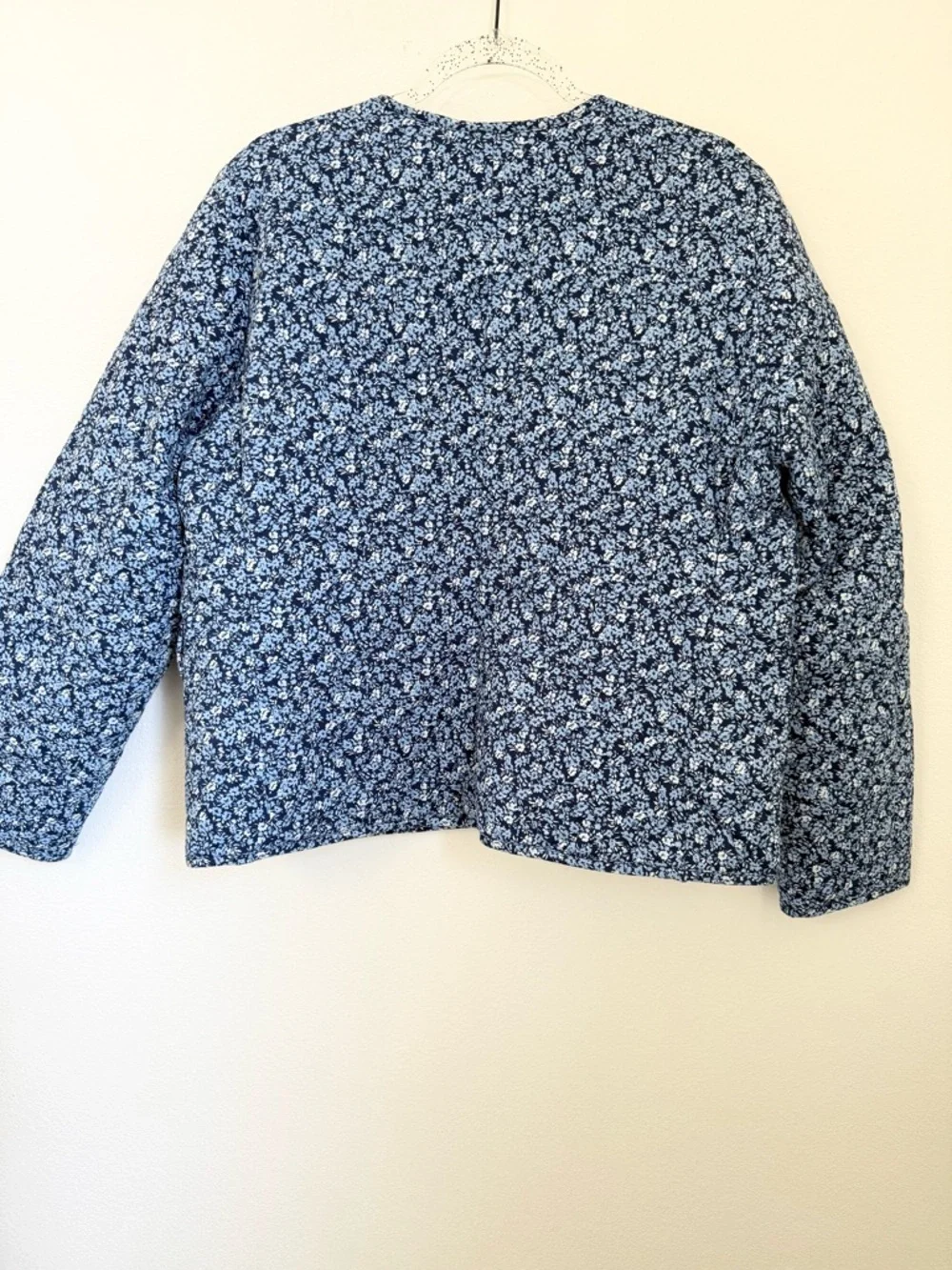 J Crew Blue Short quilted Floral Cotton Blend Jacket Size 14 NWT